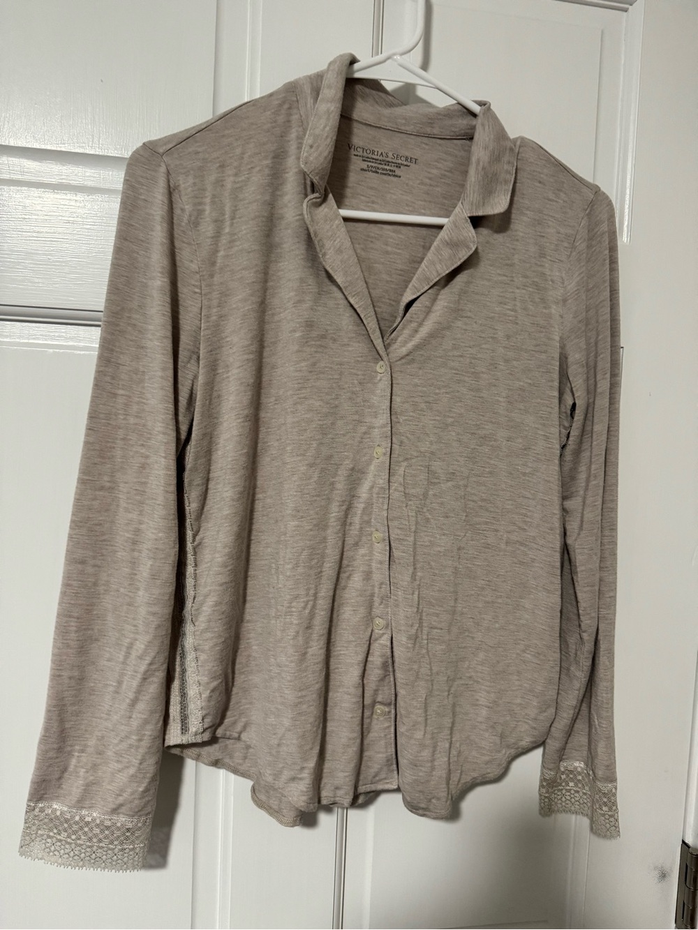 Victoria's Secret Women's Beige Long-Sleeve Button Shirt & Pants SET size sm
